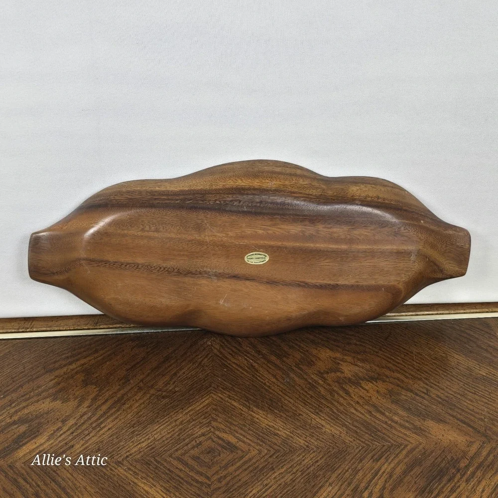 Very Vintage Monkey Pod Wooden Divided Dish‎ Serving Bowl Tray Philippines
